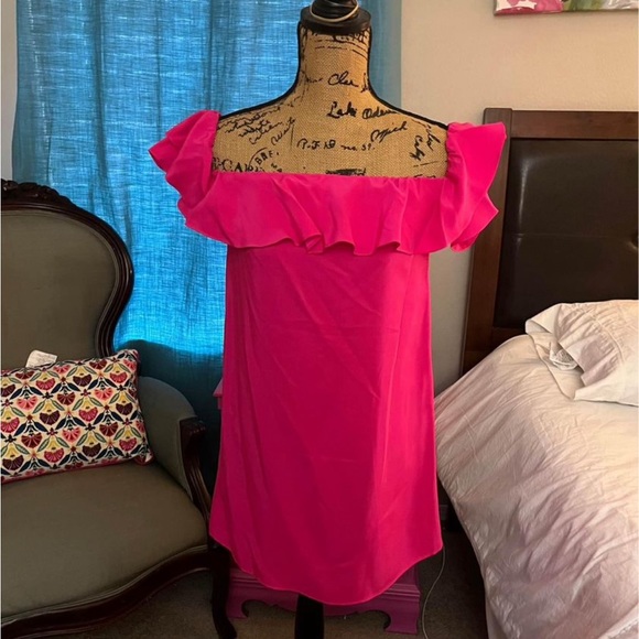 Amanda Uprichard Ruffle Hot Pink Silk Dress - Picture 2 of 8